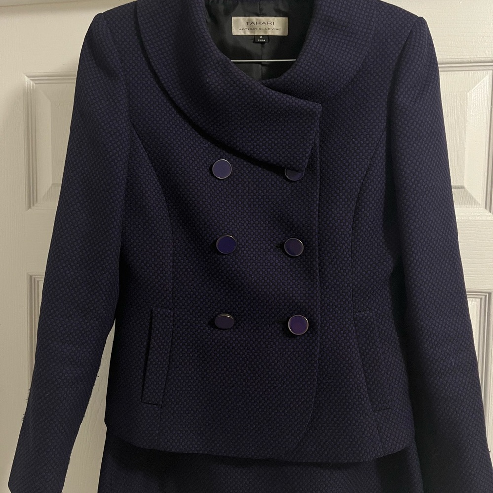 Tahari Purple / Black Skirt Suit Set